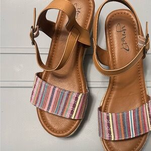 Women's Tan and Multicolor Sandals